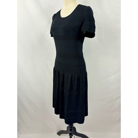 J McLaughlin Sweater Dress Black Medium Short Sleeve Flare Skirt - Picture 2 of 10
